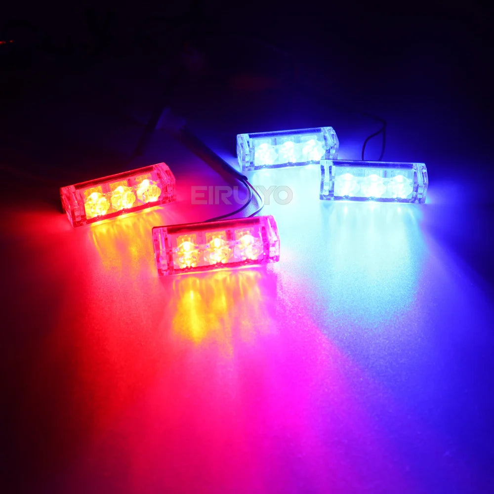 Car Truck LED Bright Flashing Blink Grill Lamp Strobe Lights Amber Yellow 4*3 LED