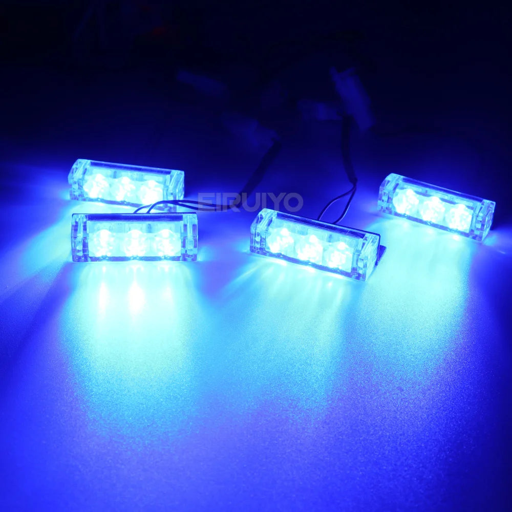 Car Truck LED Bright Flashing Blink Grill Lamp Strobe Lights Amber Yellow 4*3 LED