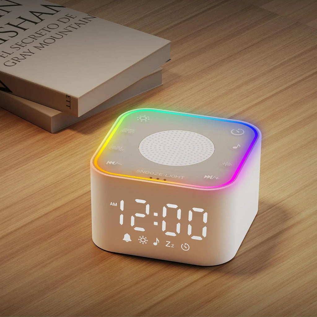 New Alarm Clock Colorful Night Light White Noise Sound Machine  Speaker for Bedroom Sleep Study Office
