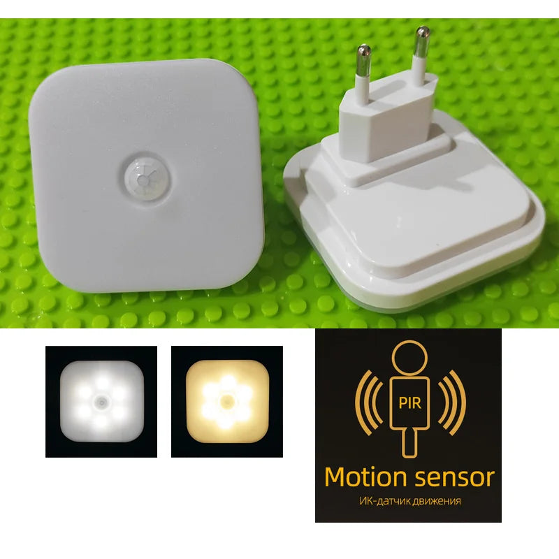 Night Light With EU Plug Smart Motion Sensor LED Night Lamp Motion Sensor Light Home Staircase Closet Aisle WC Bedside Lamp  A7