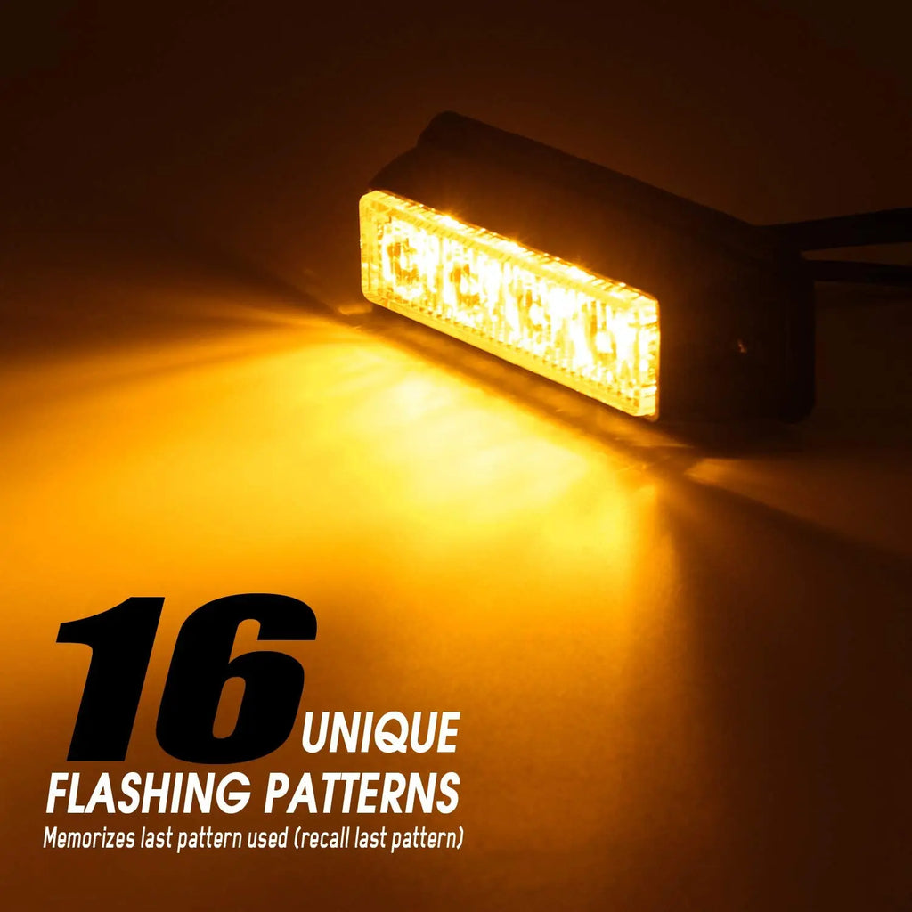2pcs Truck Side Lights Car Grille Strobe Light Head 4 LED Police Emergency Beacon Warning Hazard Flashing signal lamp 12V 24V