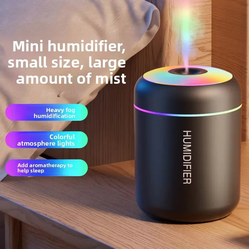 Portable air Humidifier with 7 Color LED Night Light Ultrasonic Diffuser USB Powered Low Noise for Home Office and Car Use