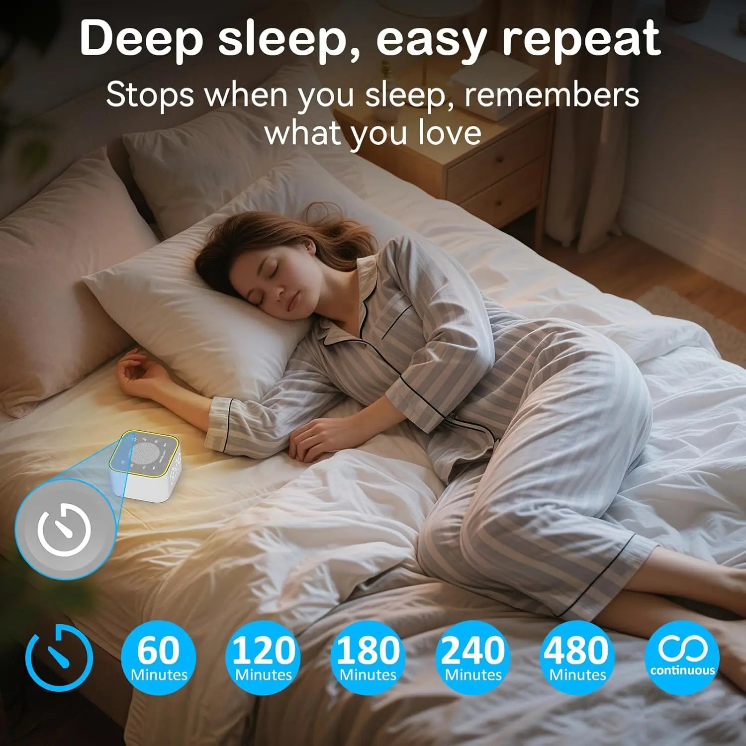 New Alarm Clock Colorful Night Light White Noise Sound Machine  Speaker for Bedroom Sleep Study Office