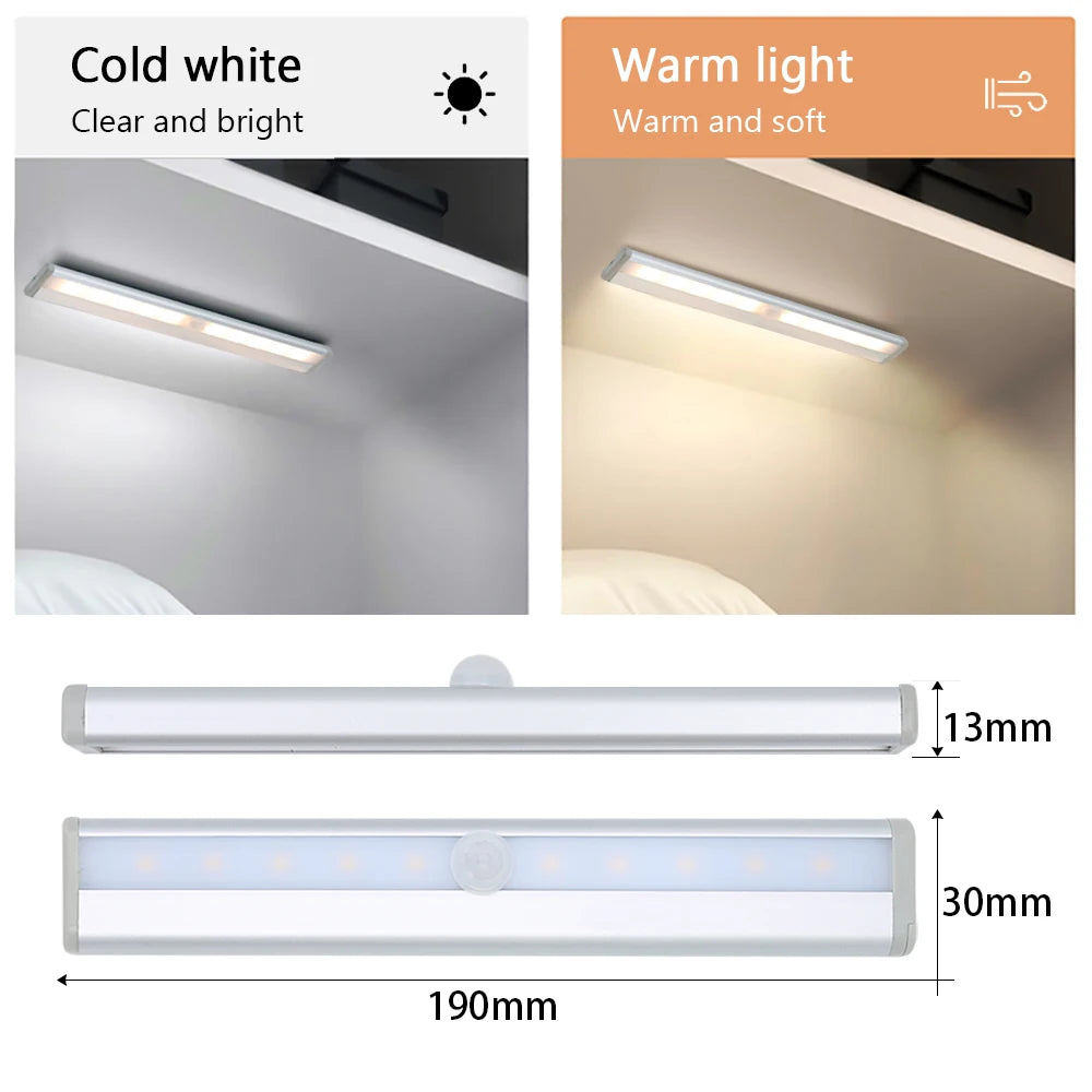 10 LEDs PIR Motion Sensor Wireless LED Night Lights LED Under Cabinet Light  For Staircase Closet Aisle Decorative Night Lamp