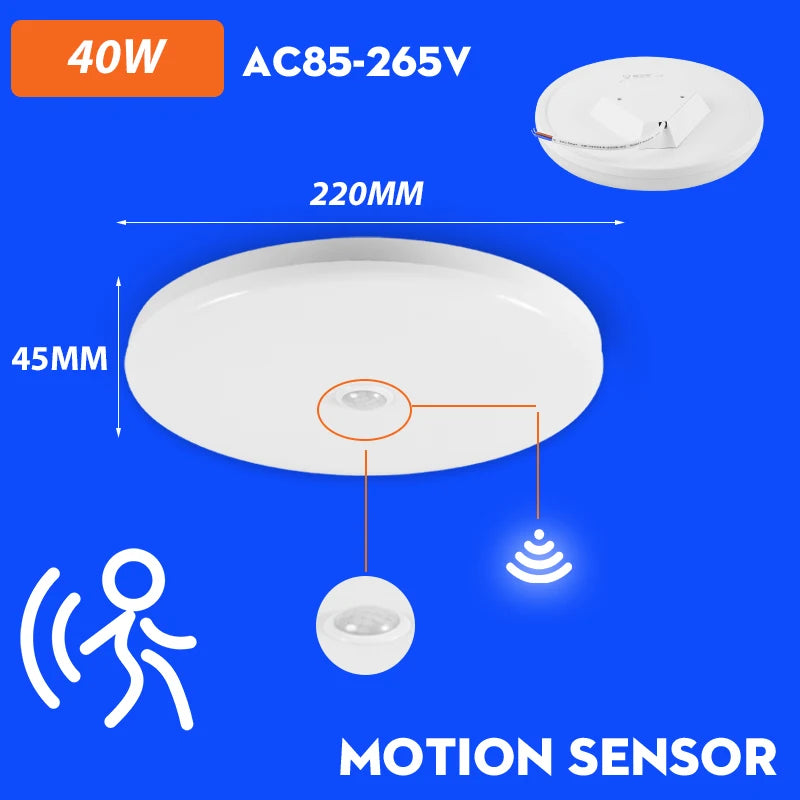 Led Ceiling Lamp With Sensor PIR Motion Sensor Ceiling Light 110V 220V Smart Home Lights 15W 20W 30W 50W For Room Stairs Hallway
