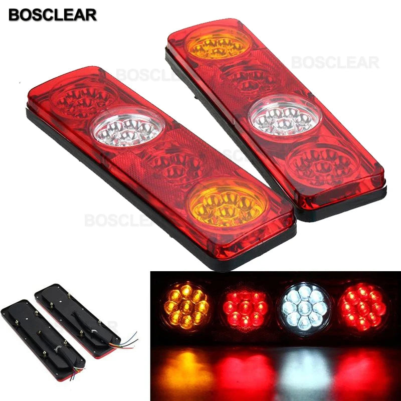 2 PCS Waterproof 12V 24V Truck LED Tail Light Rear Lamp Stop Reverse Safety Indicator for Trailer Truck Car Taillights