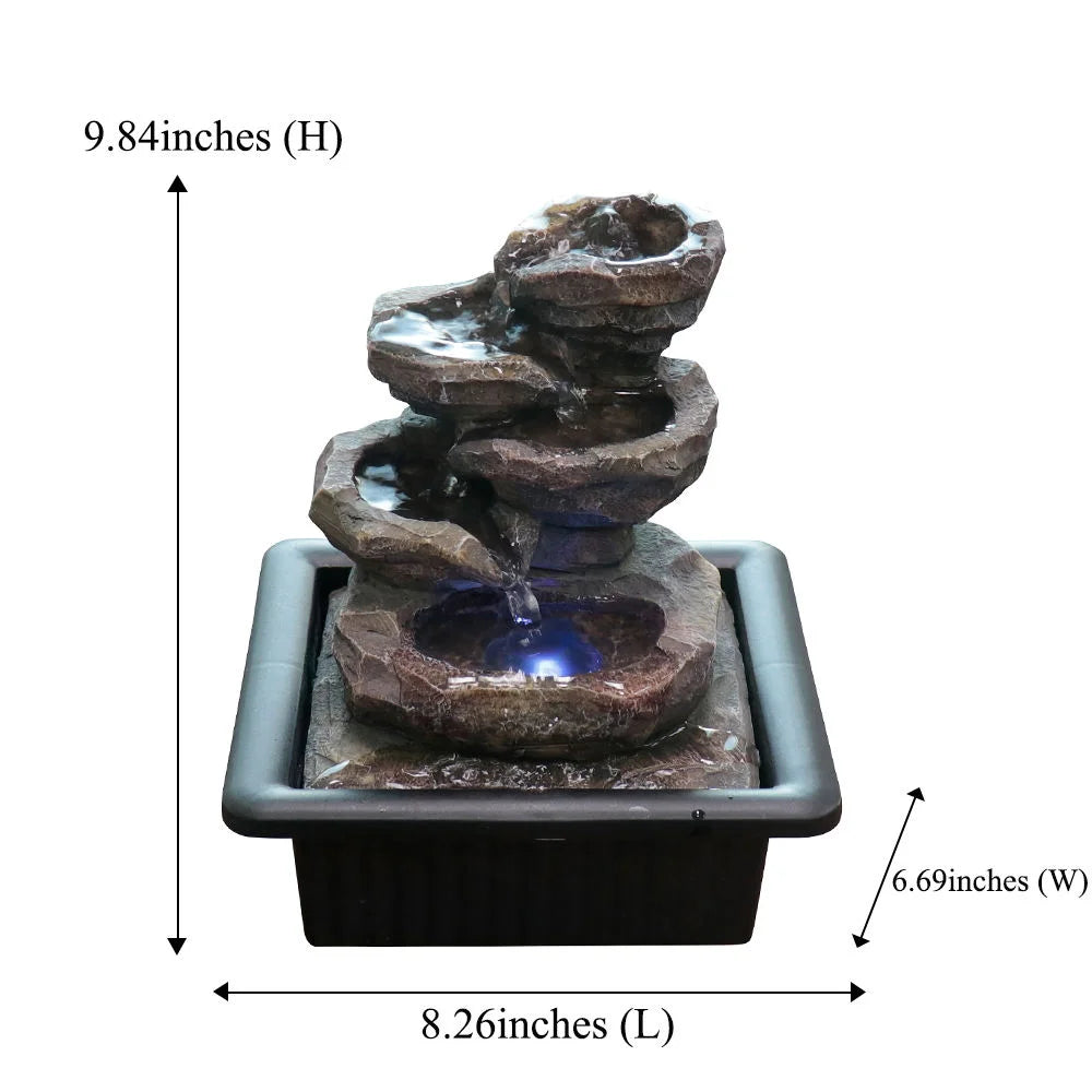 Dropshipping Chinese-style Resin Stacked Water Flow Decorative Item Hand-painted Office Desk Feng Shui Humidifier