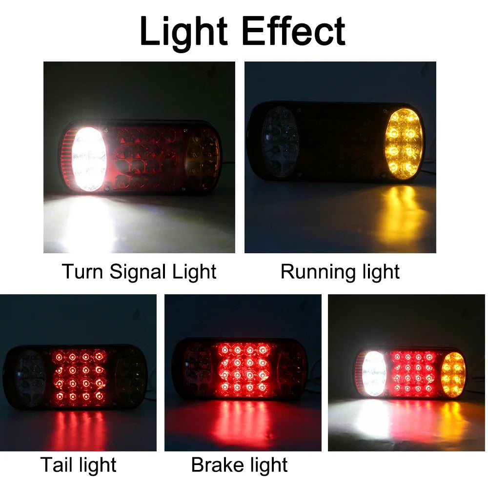 12V 24V Truck Rear Brake Lamp LED Trailer Turn Signal Running Lights Taillights Stop Warning Indicator Lorry Van Car Accessories