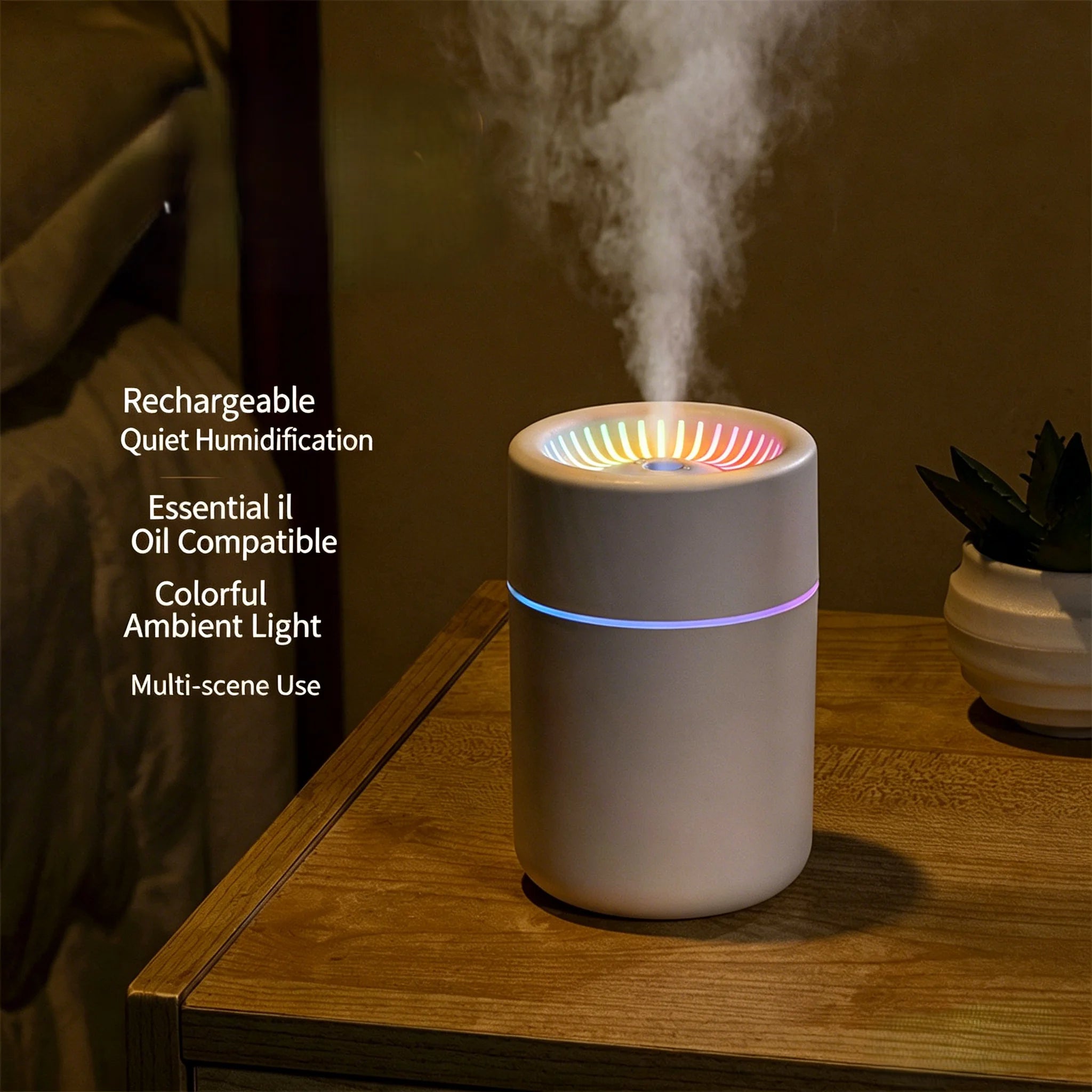 2026new Design Creative Household Humidifier Ultrasonic air Diffuser USB Powered with LED Night Light for Modern Home Decoration