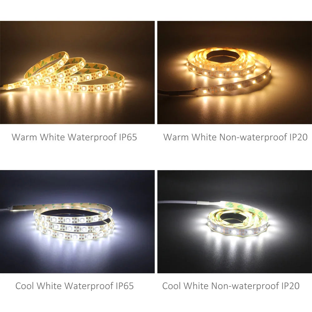Motion Sensor LED Strip Light Battery Operated 50CM 1M 2M 3M 4M 5M LED Tape PIR Sensor for Bedroom Closet Stairs Warm Cool White