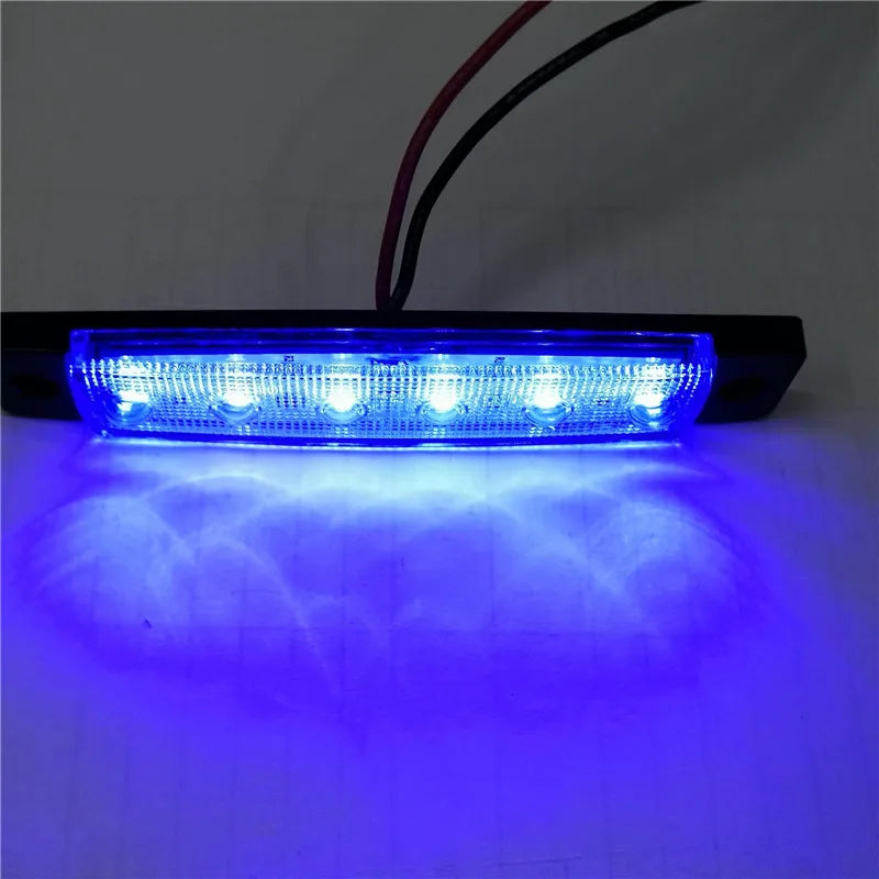 2pcs 12v 24v amber led side marker lights 6 led for trucks marker light lamp 12V Red white blue green