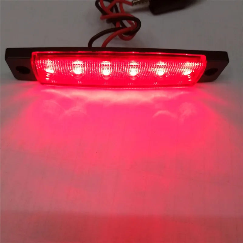 2pcs 12v 24v amber led side marker lights 6 led for trucks marker light lamp 12V Red white blue green