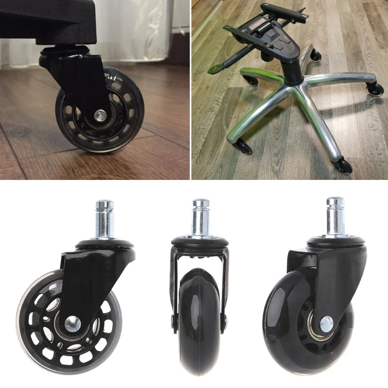 Universal 2.5" PU Rollerblade Style Office Chair Wheels Replacement Chair Caster