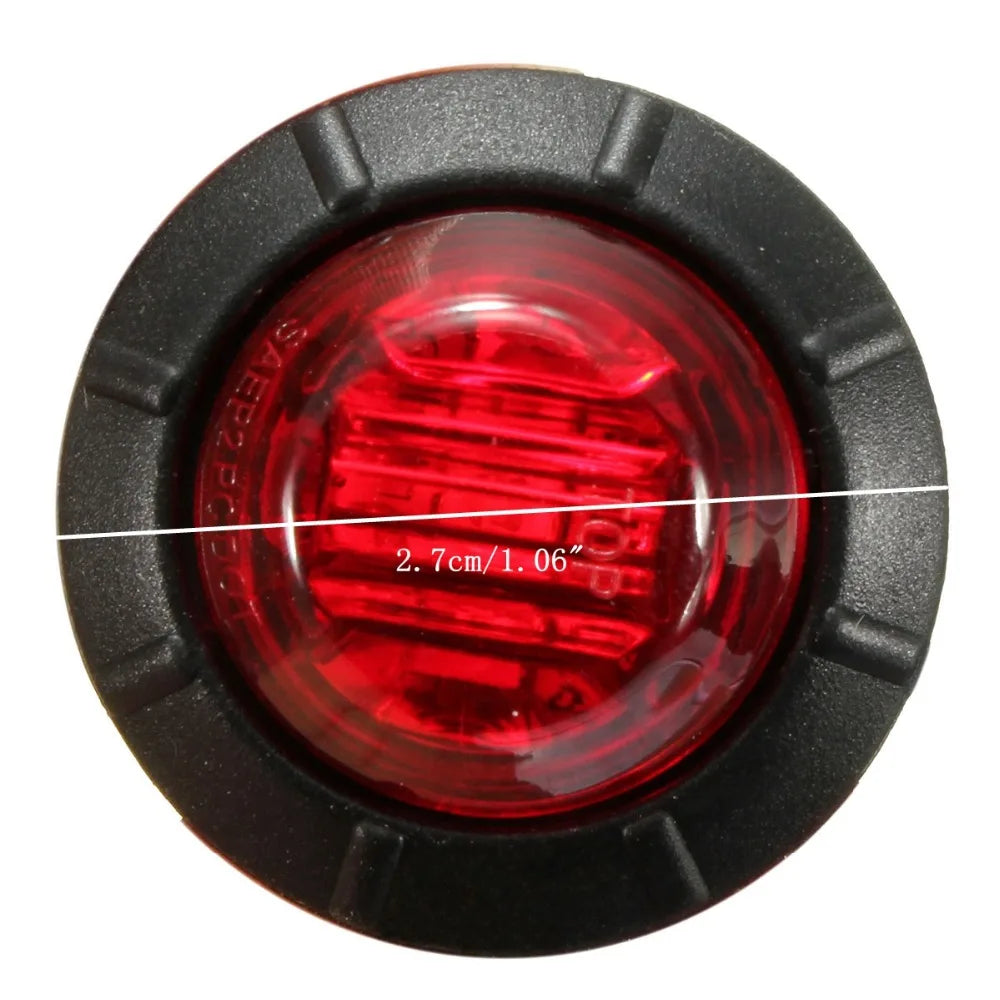 2PCS 12V/24V 3LED 3/4" Round Trailer Side Marker Lights Yellow White Red For Trucks Clearance Lights Truck Turn Signal Lamp