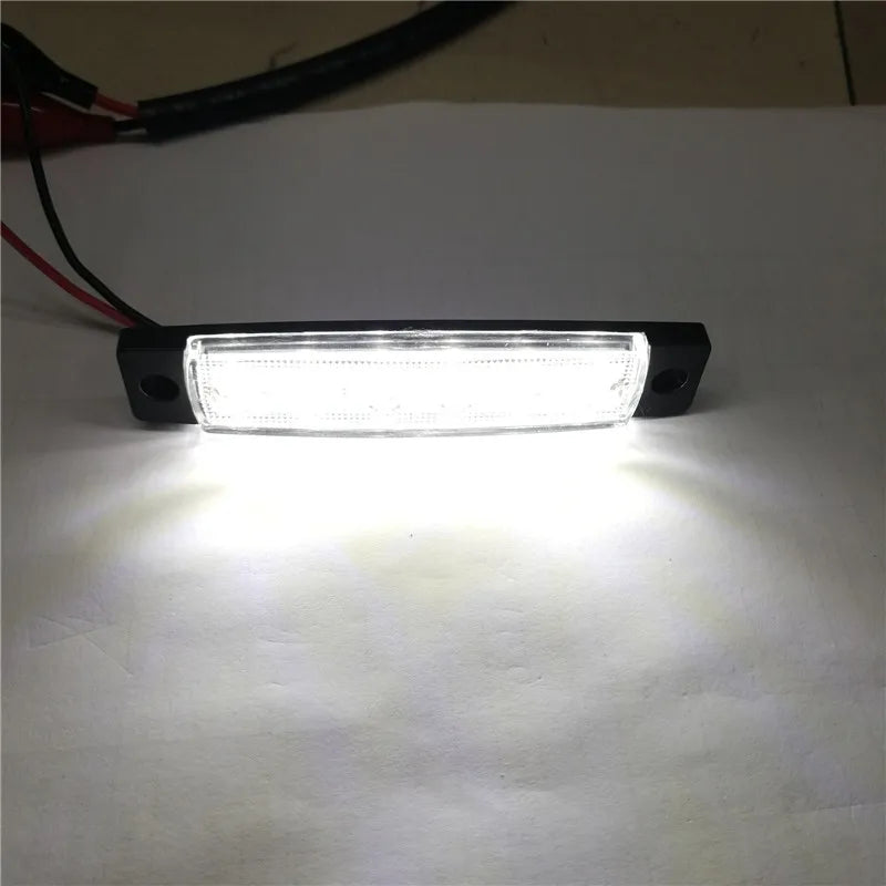 2pcs 12v 24v amber led side marker lights 6 led for trucks marker light lamp 12V Red white blue green