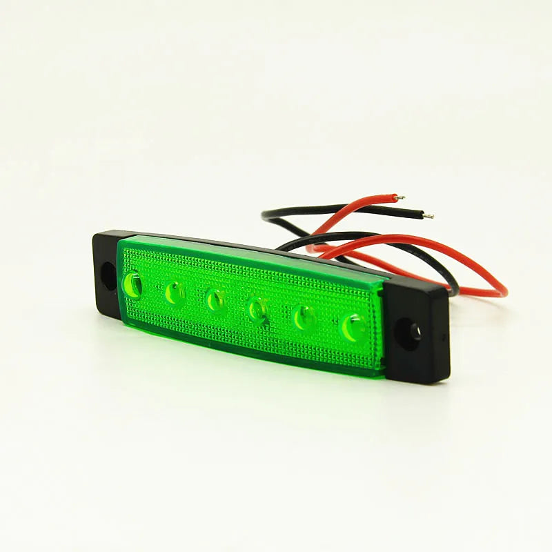 2pcs 12v 24v amber led side marker lights 6 led for trucks marker light lamp 12V Red white blue green