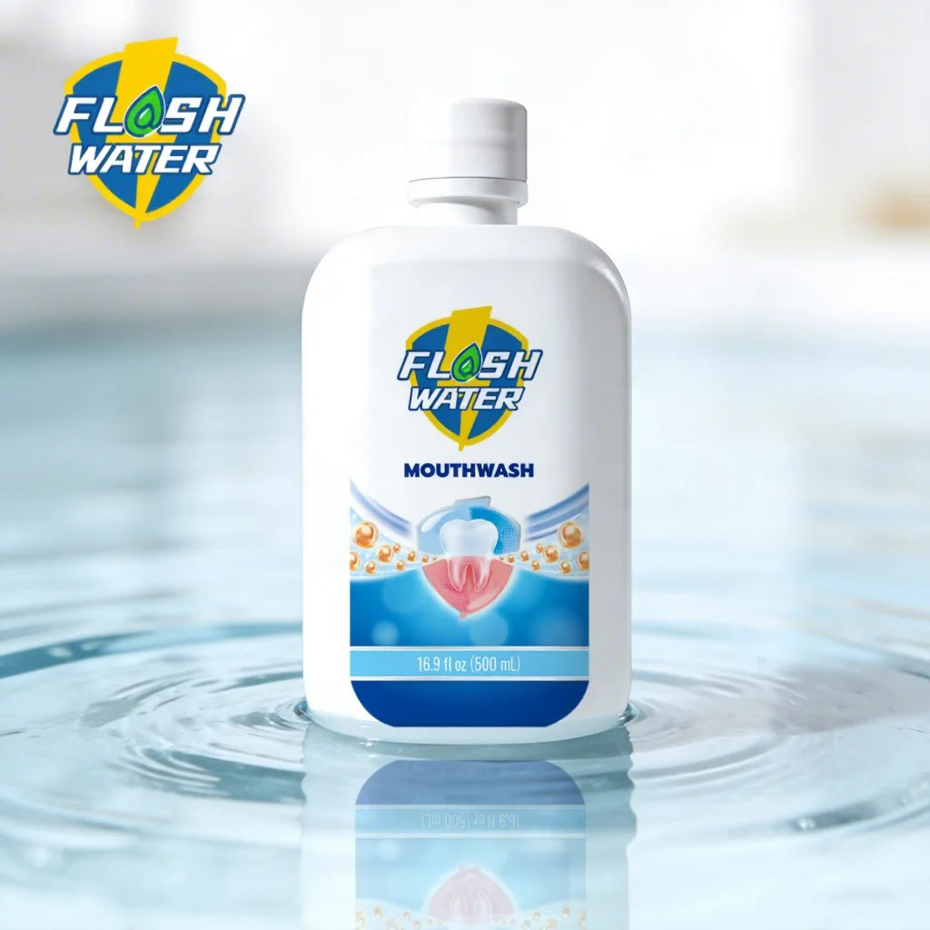Flash Water Natural Antibacterial Alcohol-Free Unflavored Portable Regular Size Oral Care Mouthwash Rinse