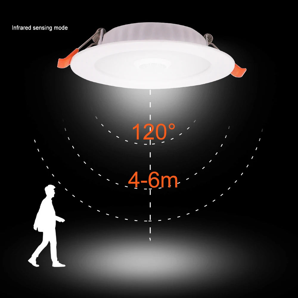 LED Downlight PIR Motion Sensor 3W 5W 9W 18W Down Lights Induction Round Led Panel Lamp 220V Recessed Spotlight Indoor Lighting