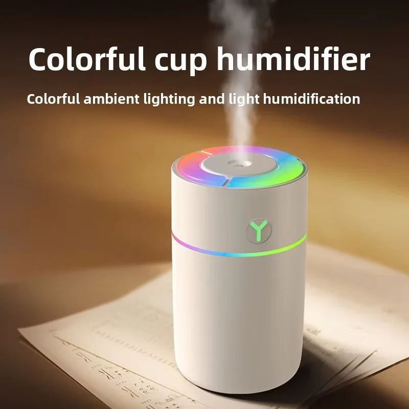 Mini Car air Humidifier Portable Ultrasonic Diffuser USB Powered LED Light Compact Structure Easy to Place in Car Cup Holder