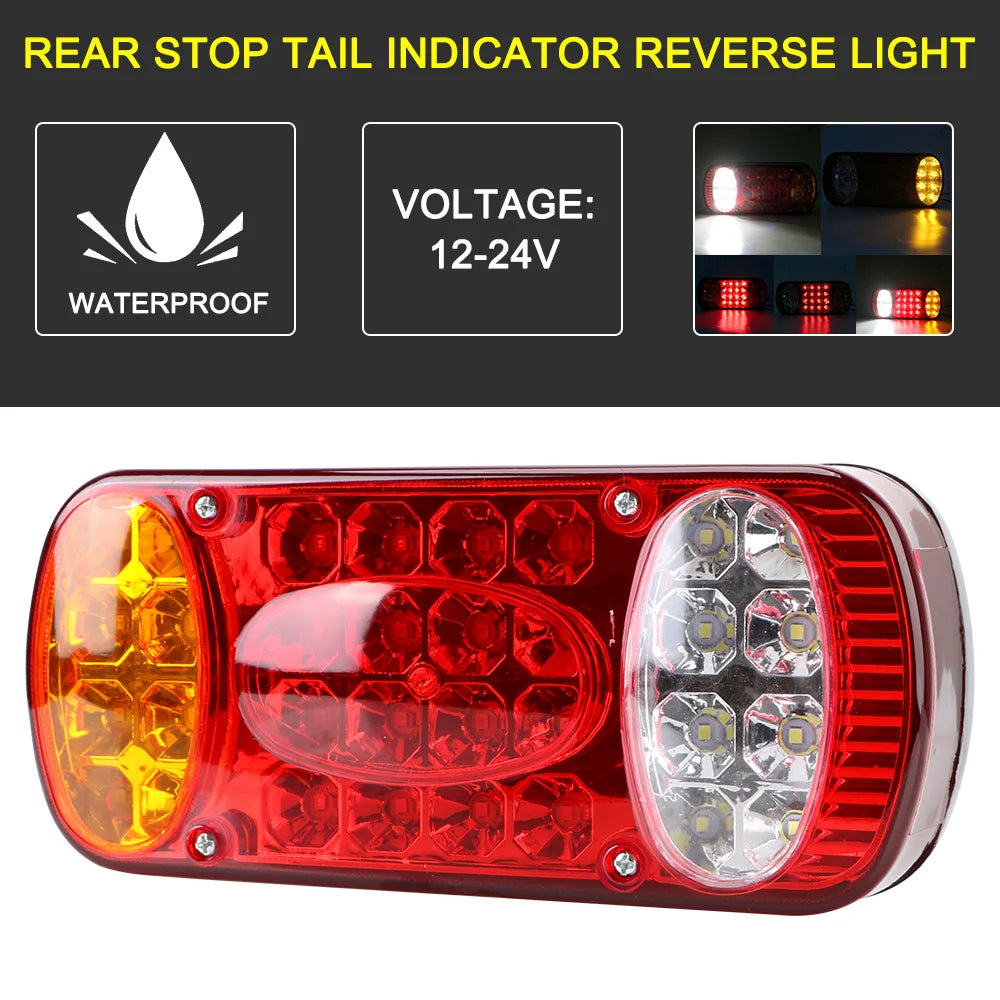 12V 24V Truck Rear Brake Lamp LED Trailer Turn Signal Running Lights Taillights Stop Warning Indicator Lorry Van Car Accessories