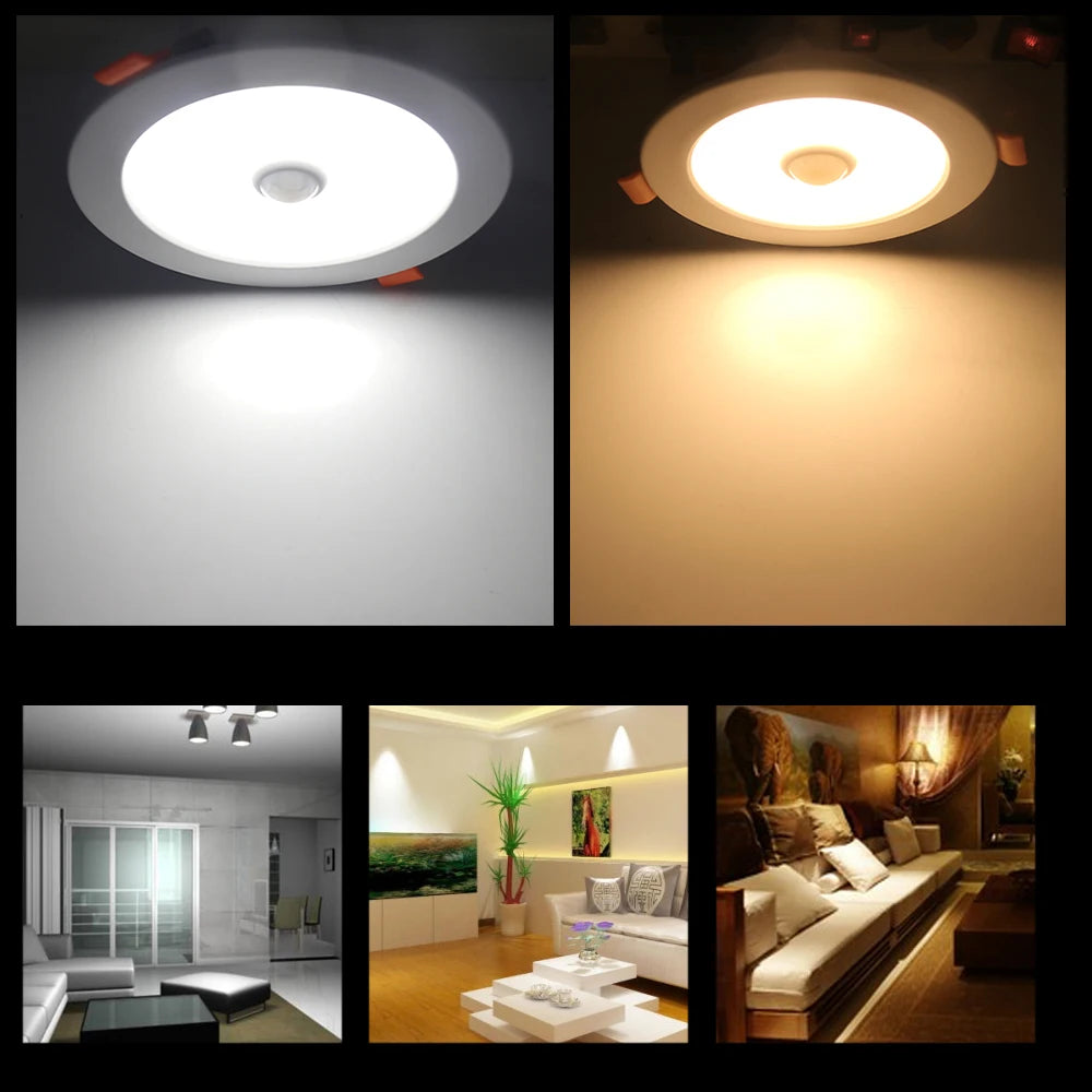 LED Downlight PIR Motion Sensor 3W 5W 9W 18W Down Lights Induction Round Led Panel Lamp 220V Recessed Spotlight Indoor Lighting