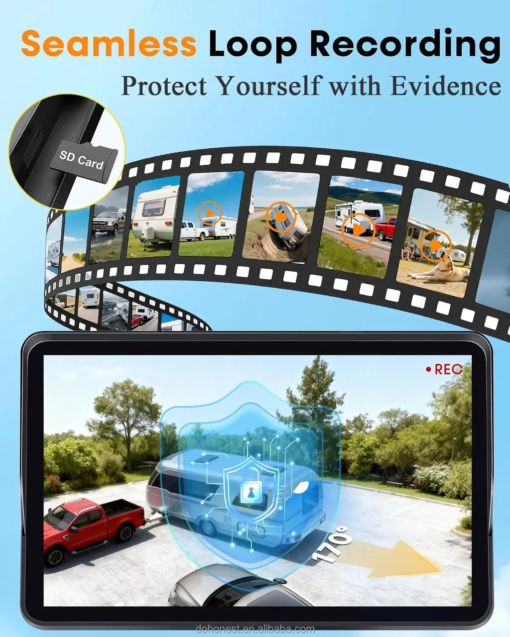 7.3" 1080P HD Recording Monitor, Wireless RV Backup Camera, Magnetic No Wiring, Long Range Signal, Solar Powered with Auto Sleep