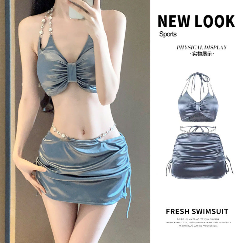 2025 Women's Silver Swimsuit — Metallic One-Piece Beachwear