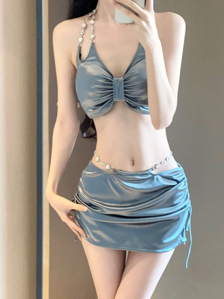 2025 Women's Silver Swimsuit — Metallic One-Piece Beachwear