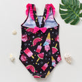 In stock new 3-10 years old children's swimsuit cartoon watermelon ice cream printed girls' swimsuit one-piece