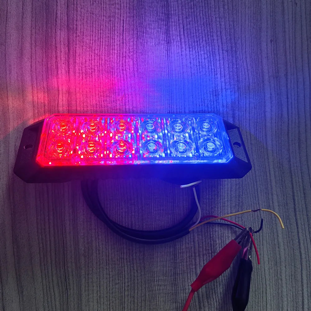 LED Flashing Strobe Lights for 12-24V Trucks 12LEDS Car Vehicle Mini Grille  Head Emergency Beacon Hazard Warning Lights