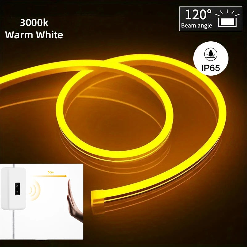 Motion Sensor Neon LED Strip Light Dimmable Switch IP68 Waterproof DIY Sign 5V USB Flexible Ribbon Lamp For Room Backlight Decor