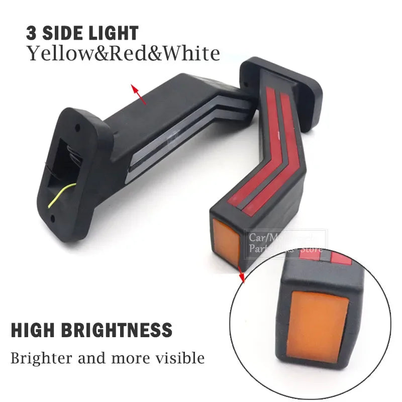 2Pcs 12V 24V Truck Side Marker Lights Running Water Tail Lights Waterproof Trailer LED Outline Marker Lighting Neon Stalk Lamp