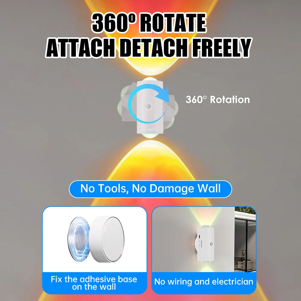 16 Color LED Night Light Motion Sensor Wall Lamp With Remote Control Rechargeable Magnetic Attraction Indoor Atmosphere Lights