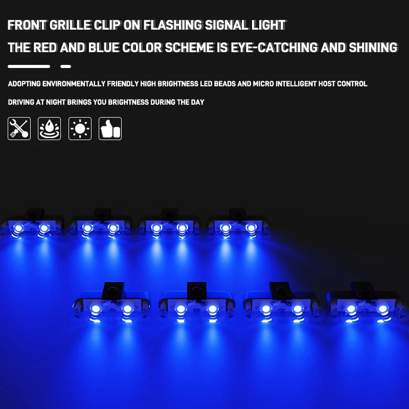 8 in 1 LED Emergency Strobe Lights For Truck Vehicle Warning Flashing Caution Light Grilles DRL Police Wireless Remote Control