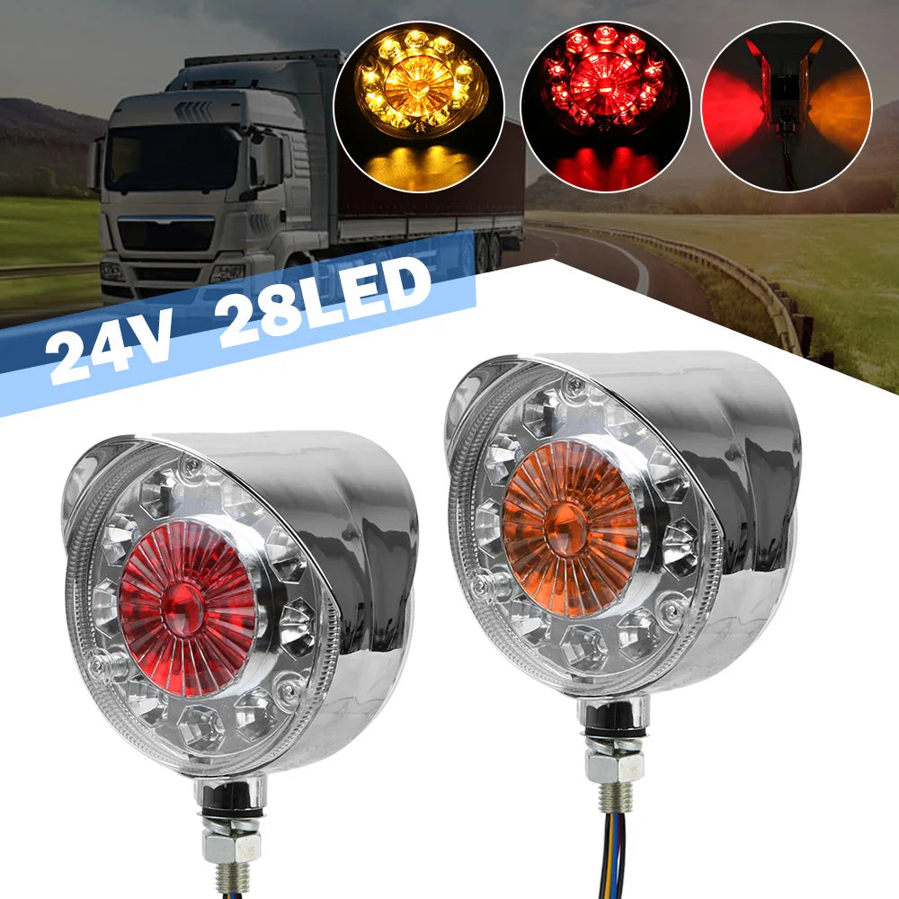 Red/Yellow Side Marker Lights for Trucks Cars Trailers Tractors Buses Boat Double face Stop Light LED Turn Signal Lights 24V