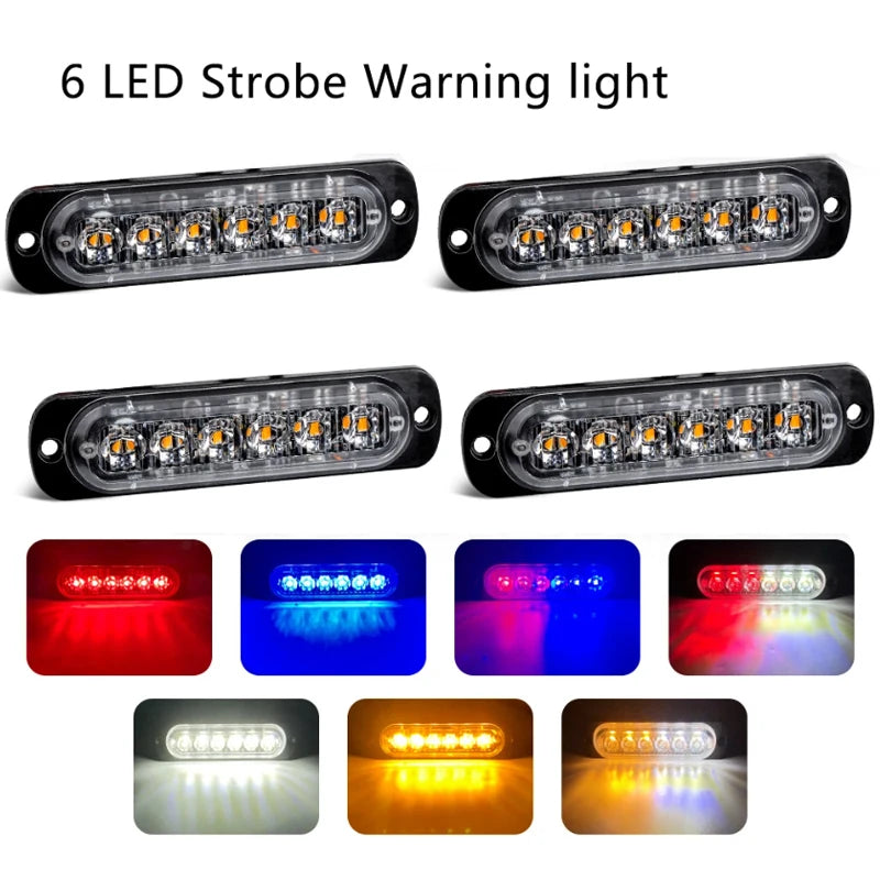 6 Led Strobe Light Flashing Grille Lights Car Emergency Light Warning Light Police Lights For Car TRUCK Strobe Led Light 12V 24V