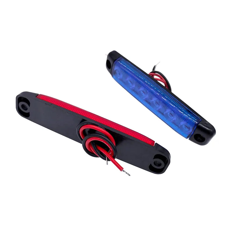 2Pcs 6LED 12V/24V Truck Trailer Side Marker Indicators Clearance Light Car Brake Rear Highlight Tail Light Warning Signal Lamp