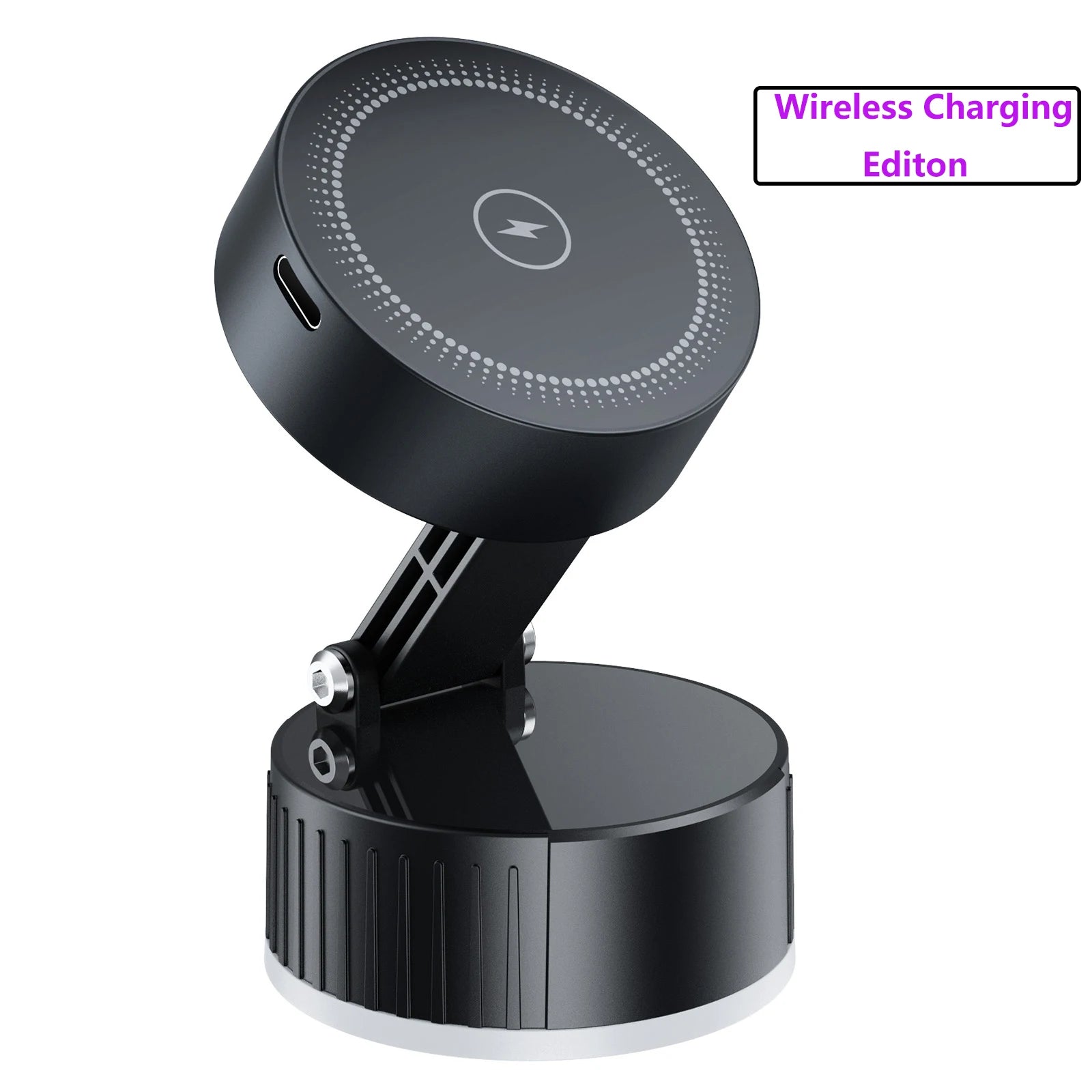 15W Fast Wireless Magnetic Charger Car Phone Holder Mount with Strong Vacuum Suction Adjustable Foldable Stand for Iphone 16 15