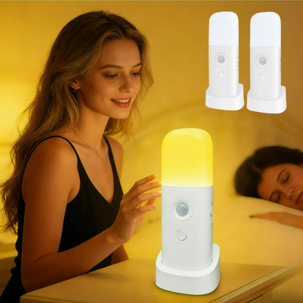Motion Sensor Night Light Indoor USB Rechargeable Dimmable LED Light Portable Motion Activated Night Lamp for Kids Room Bedroom