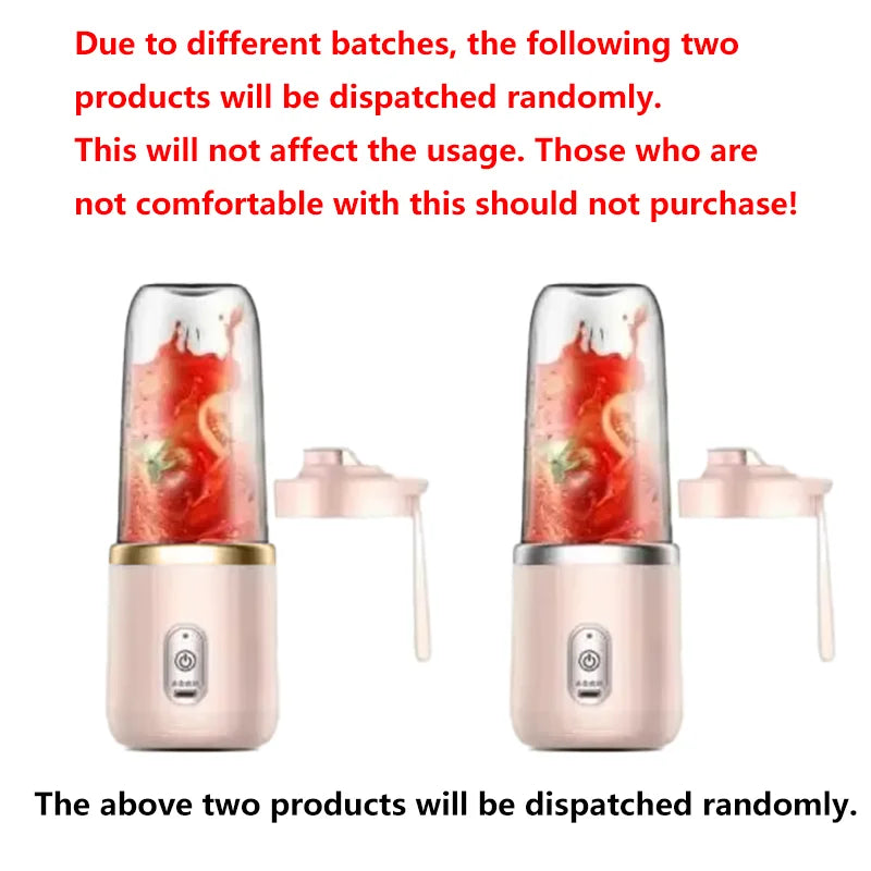 Portable USB Personal Mini Juicer Cup Handheld Travel Blender Single and Double Cups Design for Easy Use with Water Bottles