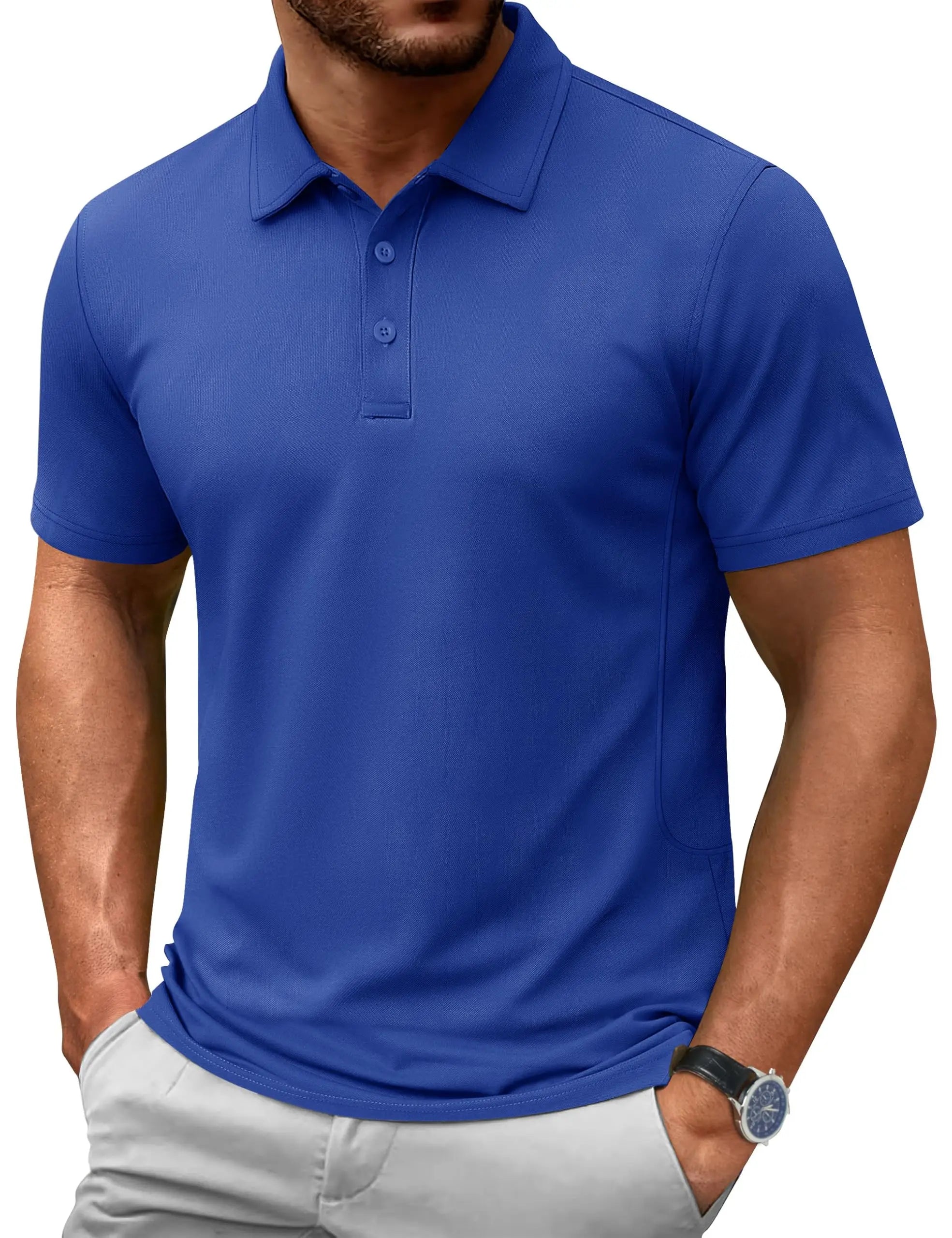 TACVASEN Summer 72% Cotton Polos T-shirts Mens Breathable Golf Polo T-Shirt Active Sport Hiking Tee shirts Casual Work Tops Male