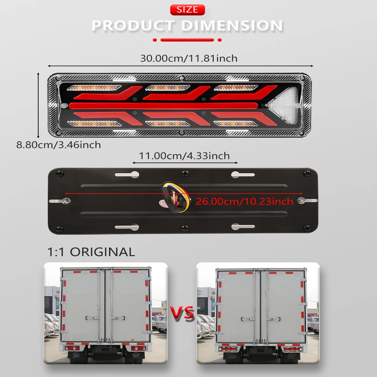 2X 12/24V Truck Tail Light waterproof shockproof LED running water turn signal Brake Lights Reverse Lorry Bus Trailer Fog lamps
