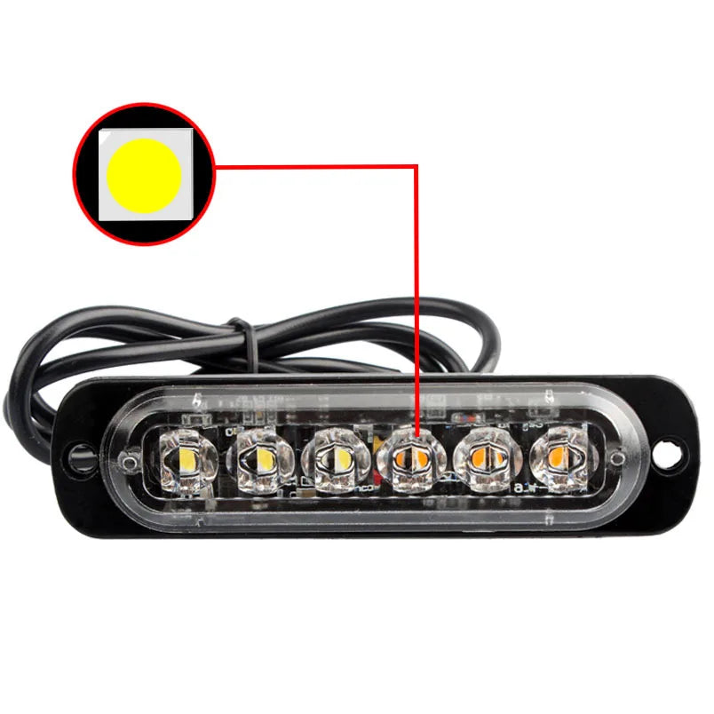 12V 24V Car Led Strobe Light Flashing Emergency lamp 6LED Flash for Truck Trailer Beacon Lamp
