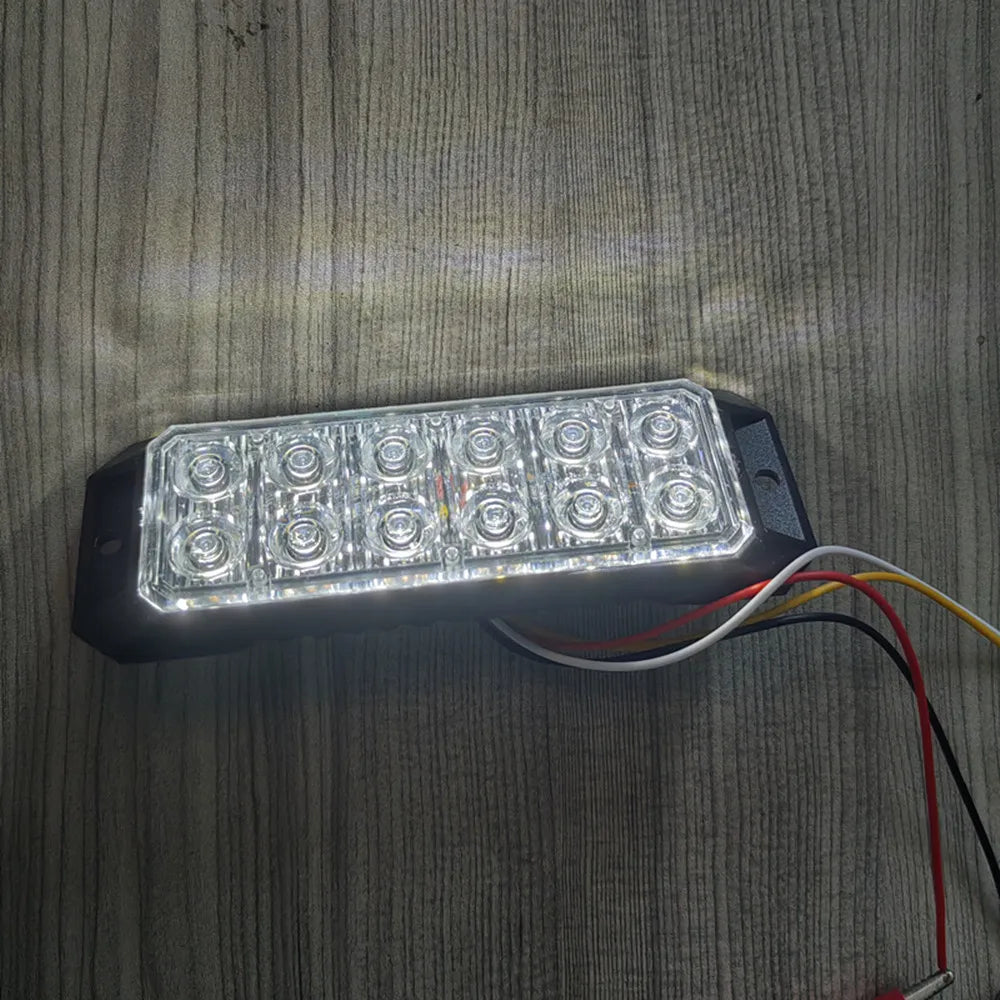 LED Flashing Strobe Lights for 12-24V Trucks 12LEDS Car Vehicle Mini Grille  Head Emergency Beacon Hazard Warning Lights