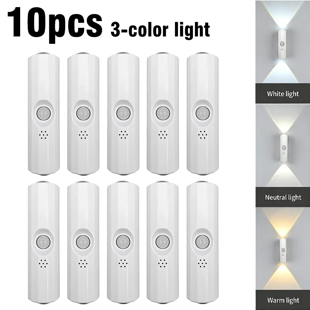 LED Motion Sensor Night Light, USB-C Rechargeable Adjustable Wall Light,  Wireless Stick-On Lamp for Bedroom Hallway Closet