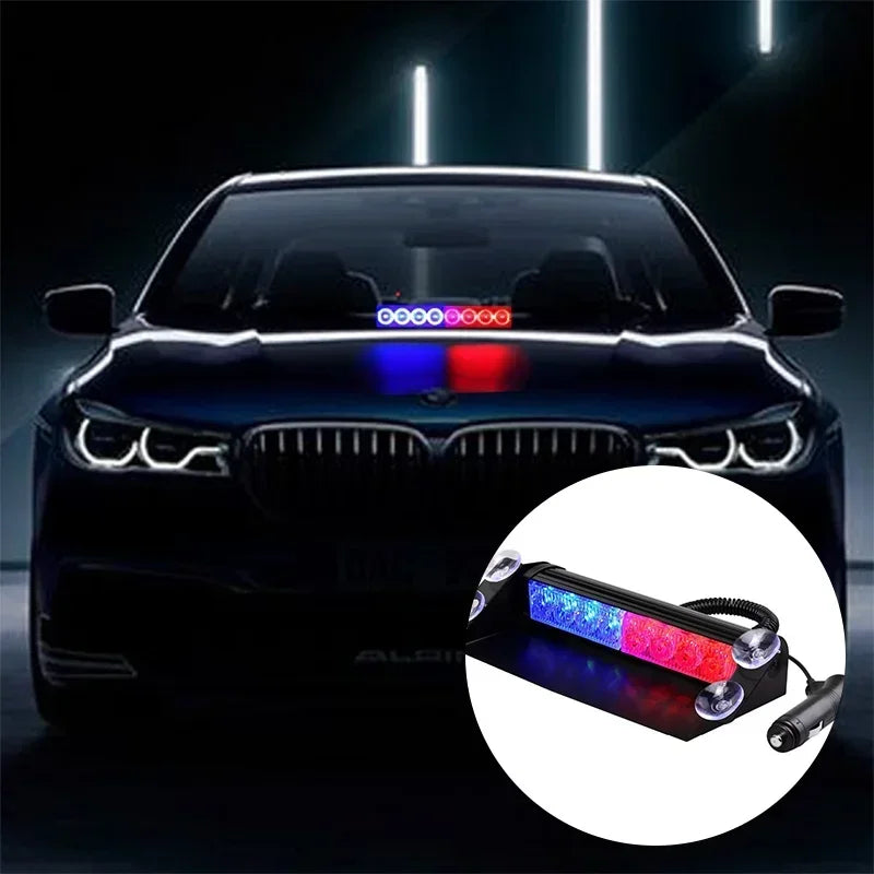 8 LED Car Police Lights Strobe Light For 12VEmergencySignalLamps Light Auto Truck FlashingWindshield FlashWarningLightInstrument