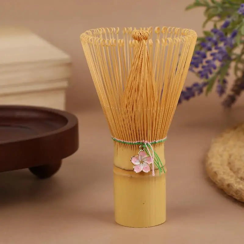 Kitchen Accessories Tea Tool With Cherry Blossom PendantJapanese Ceremony Bamboo Chasen Matcha Green Tea Powder Whisk Tea Brush