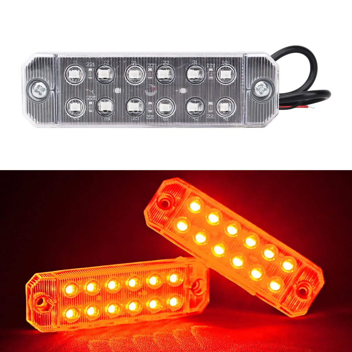 4PCS 12V 24V Truck LED Side Marker Light 12 SMD Car Emergency Strobe Warning Light Indicator Signal Light Rear Taillight