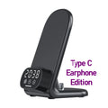 3IN1 Clock Wireless Charger Stand for SmartPhone Type-C Earphone Fast Charger Station for Iphone 15 14 13 12 11 Pro Max Airpods