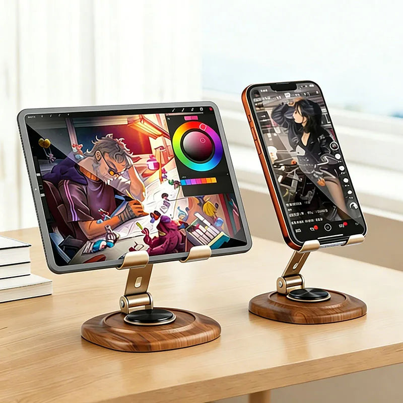Cell Phone Stand for Desk - [360° Rotation] Foldable Mobile Stand, Office Desk Accessories Gifts for All smartphones